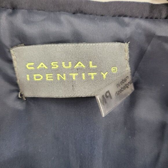 Casual Identity Quilted Vest Petite M Blue White Nautical Striped Zip Up Preppy - Picture 15 of 15